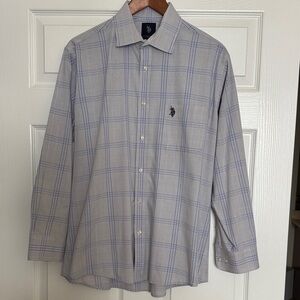 U.S. Polo Assn. Gray and Blue Checkered Shirt